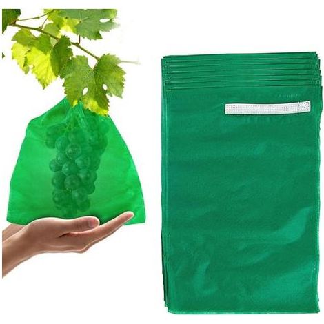 100 Pièces Verts Sachet Protection Fruits, Sachet Protection Raisin en Tissu Non Tissé, Sac Protéger Fruits avec Fil de, Faciles à Utiliser, Utilisés pour Prévenir Guêpes