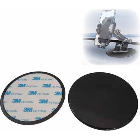 Lot de 2 plaques de fixation adhésives extra fortes de 80 mm pour support à ventouse de voiture, tableau de bord universel pour GPS, support de téléphone portable, tablette, support de (1/5)