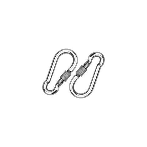2 Stück 304 Edelstahl-Karabiner, Edelstahl-Schraubkarabiner, Edelstahl-Karabiner, zum Aufhängen von Seilen, Ketten, Gürteln, Kabeln (1/5)
