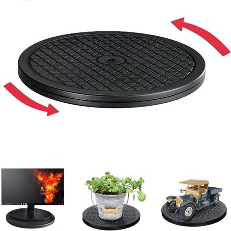 Plateau tournant 30 cm (12 pouces), idéal pour moniteur, TV et cuisine, noir. (1/5)