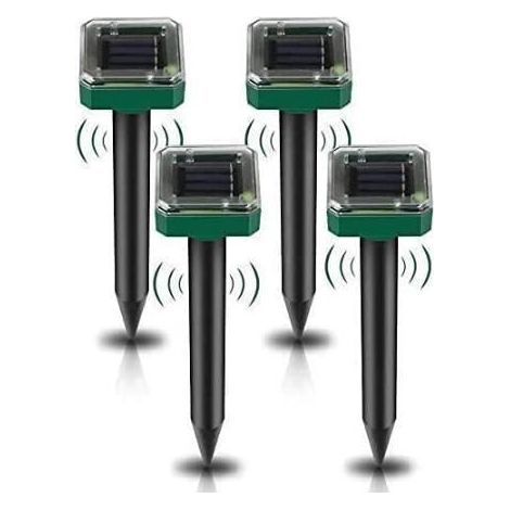 Solar Ultrasonic Mole Repellent, 4 Pack, Also Effective Against Snakes.