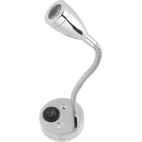 360° schwenkbare LED-Nachttischlampe mit flexiblem Schwanenhals für Wohnmobil, Boot, LKW, Auto, 12V bis 24V DC, Chrom-Finish. (1/5)