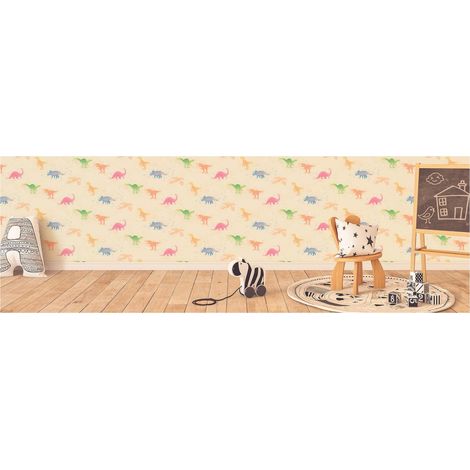 TADESSI Tapete Tiere Maria M1-No.765 Vliestapete Bunt Beige Dinosauriertapete Jungenzimmer Mädchenzimmer (1/5)