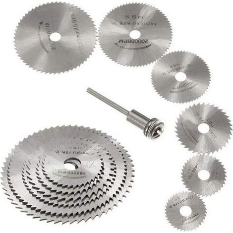 Nouveau 7pc HSS lames de scie outil rotatif, Circulaire en bois de coupe lame de scie Disques pour Dremel Outil rotatif Mandrin avec tige d'extension 1/8"(3.175mm) (1/5)