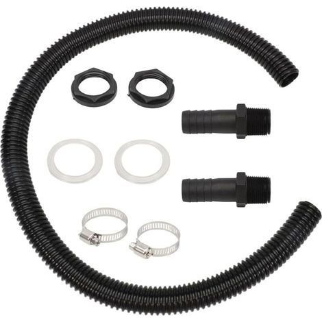 Kit Raccord Recuperation Eau de Pluie, Raccord Recuperateur Tonneau pour Eau de Pluie, 2 Colliers de Serrage 2 Tuyaux avec Bec de Tuyau de Raccordement 50 cm 25 mm (1/5)