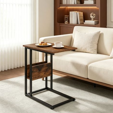 Tavolino a C 55 x 36 cm, altezza 59,5 cm, legno e metallo rustico HAVRYA (1/5)