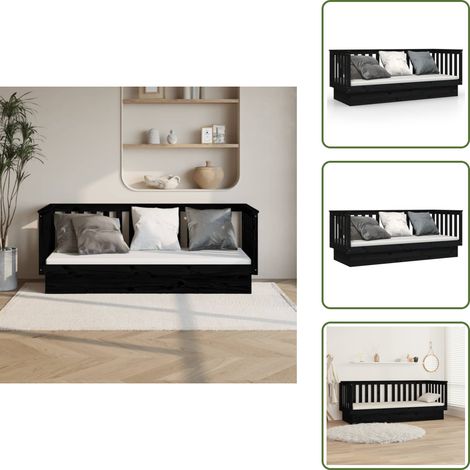 Divano letto multifunzione - vidaXL Dormeuse Nera 90x190 cm in Legno Massello di Pino - Letto con sponde