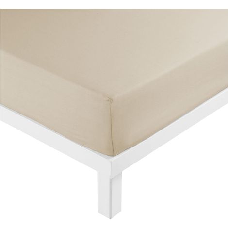Drap housse en coton 57 fils 180 x 200 cm Sable