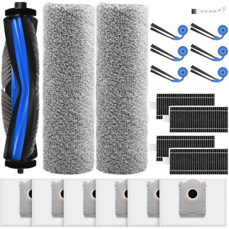 21 Stück Zubehör für Ecovacs Deebot X9 PRO Omni / X11 PRO Omni Saugroboter, Ersatzteile mit 1 Hauptbürste, 6 Staubbeutel, 2 Wischwalze, 4 Filter, 6 Seitenbürsten, 1 Reinigungsbürste, 1 Schraubendreher (1/5)