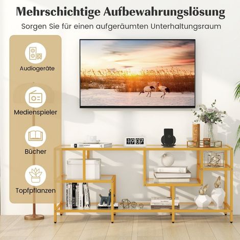 Mobile tv tavolo tv per televisori fino a 65 pollici tavolo tv oro 147 x 40 x 62 cm
