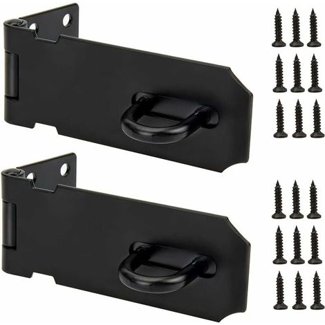 cadenas moraillon en 4 pouces inoxydable loquet de verrouillage porte sécurité dispositif avec vis p 2 pièces Acier Noir (1/5)