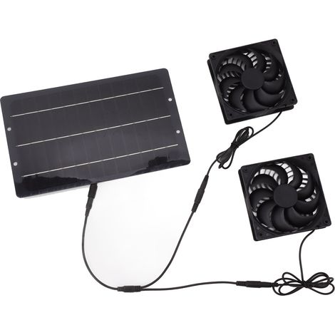Kit de ventilateur solaire 10 W résistant aux intempéries, double extracteur d'air mural pour poulaillers, serres et abris de jardin. (1/5)