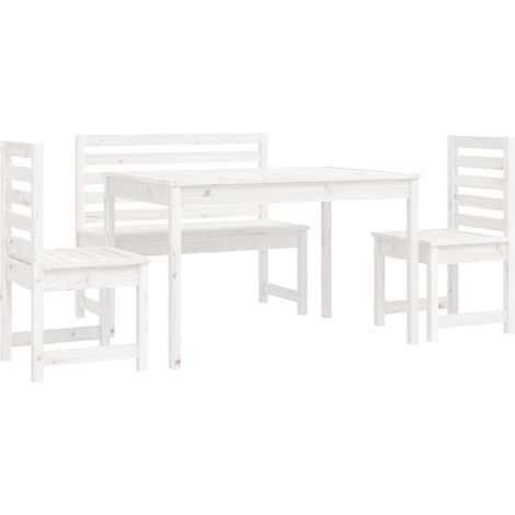 4 Piece Garden Dining Set White Solid Wood Pine vidaXL (1/5)