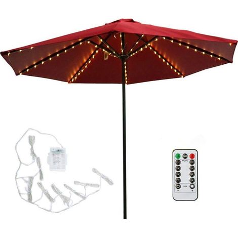Garland bright in shape of umbrella, lighting outdoor for garden, 104 LED, 8 modes lighting, remote, works on batteries, waterproof, light white hot improved, batteries non incluant (1/5)