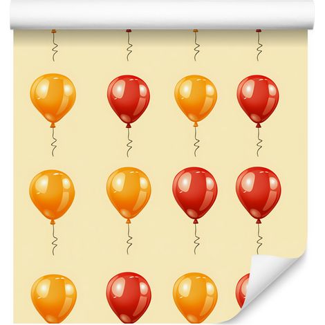 Papel pintado con globos de cumpleaños en crema y dorado para salón y dormitorio, 50x1000 cm. (1/5)