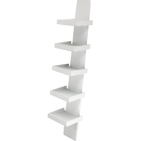 Libreria 5 ripiani effetto legno laccata bianca  cm. H.155xL.31xP.35 (1/3)
