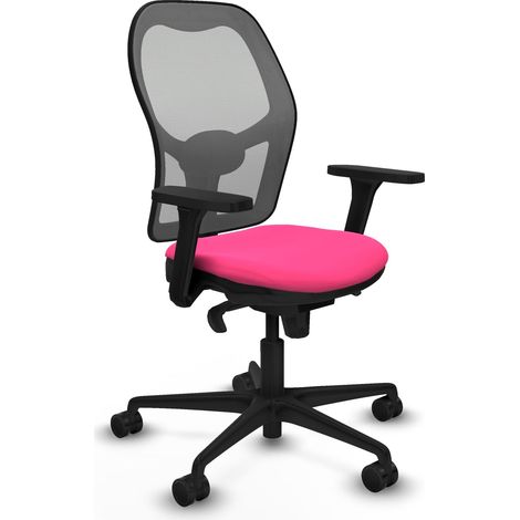 Jorquera sincro malla gris similpiel rosa brazos 3D base nailon ruedas 65mm nailon (1/5)