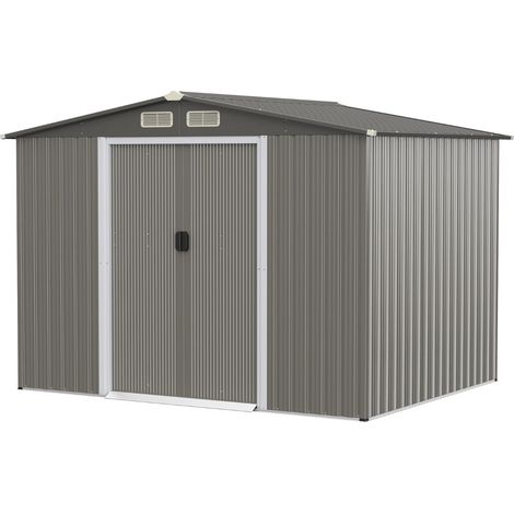 Caseta de jardín con base 260 x 207 x 181 cm para guardar herramientas estilo contemporáneo acero galvanizado gris oscuro 200020667
