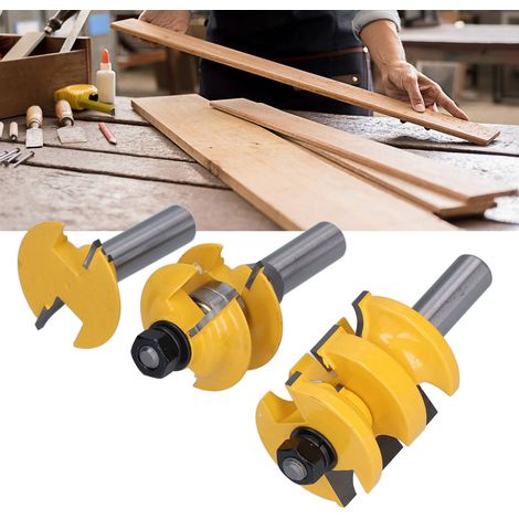 Fraise à tenon pour cadre de porte en trois parties, queue de 1/2 pouce, fraise à bois, pour tenon de cadre de porte (1/5)