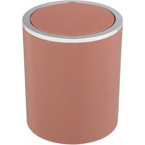 WENKO Secchio per rifiuti Inca, 2 litri, pattumiera per WC di cortesia, secchio con coperchio oscillante per bagno, pattumiera piccola in plastica, senza bisfenolo A, Ø 14 x 16,8 cm, rosa antico (1/2)