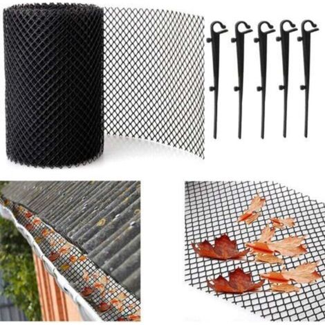 Grille de protection de gouttière en plastique - 18cm de large x 8m de long, empêche les feuilles ou les débris de se boucher, grilles de protection de gouttière pour les tuyaux de descente et les dra