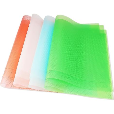 12 alfombrillas antibacterianas para refrigerador, antideslizantes y lavables, antimoho y antihumedad para cajones de cocina, 4 colores, 45 cm x 29 cm