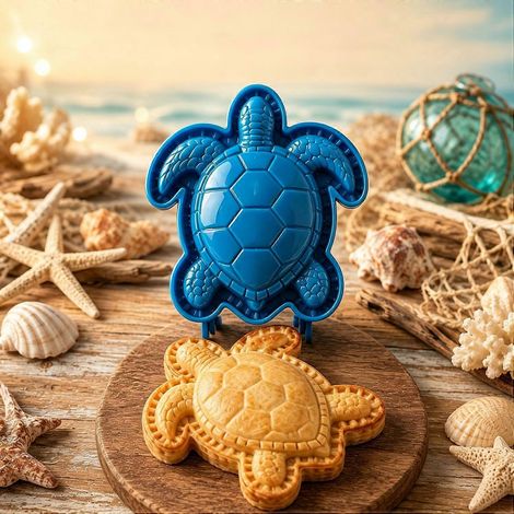 Collection de presses à tartes « Océan » moule à tarte rempli d'animaux marins presse-pâte réutilisable pour mini-tartes de poche - Tortue marine (1/4)