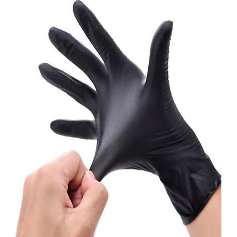gants Jetables En Nitrile, Noirs Paquet De 20 Taille L Sans Latex Ni Poudre, Conviennent Pour Le Contact Alimentaire, Diverses Applications, Prote (1/5)