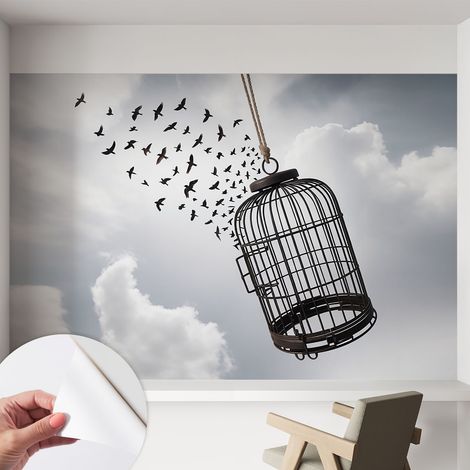 Fotomurale adesivo - Carta da parati adesiva - per la cucina camera da letto per la soggiorno - Uccelli in volo 152x104 cm (1/5)