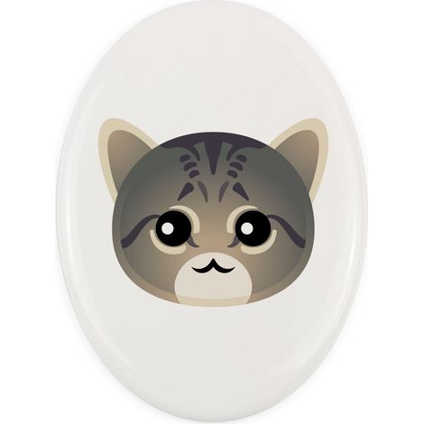 Asian Tabby - Keramik Grabsteinfliese mit Grafik und Inschrift von Art-Dog (1/4)
