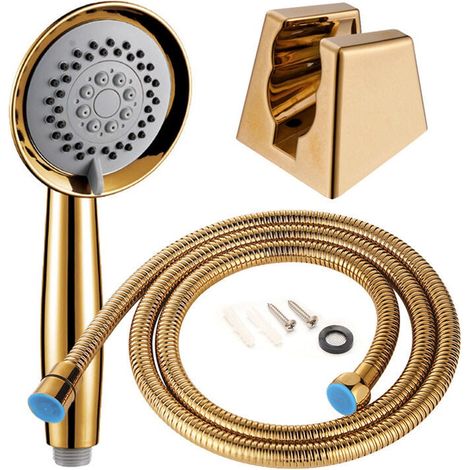 Goldfarbener Einzelduschkopf aus Kunststoff, wassersparender Duschkopf im europäischen Stil, goldener Duschkopf