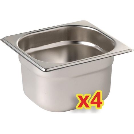 Bac Inox GN 1/6 avec Couvercle - Lot de 4 - Vogue (1/5)