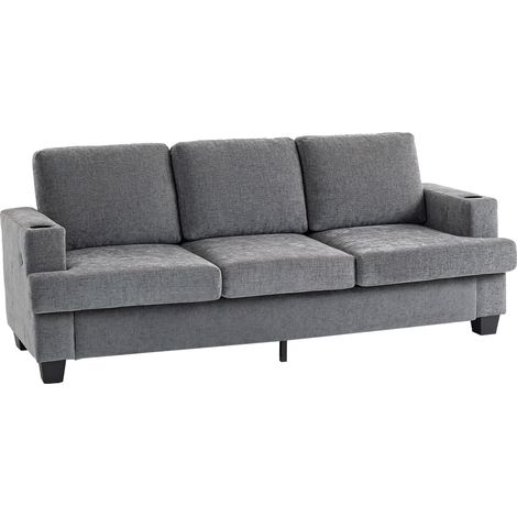 Grey 3-Seater Sofa with USB Ports and Cup Holders for Ultimate Comfort and Convenience (1/5)