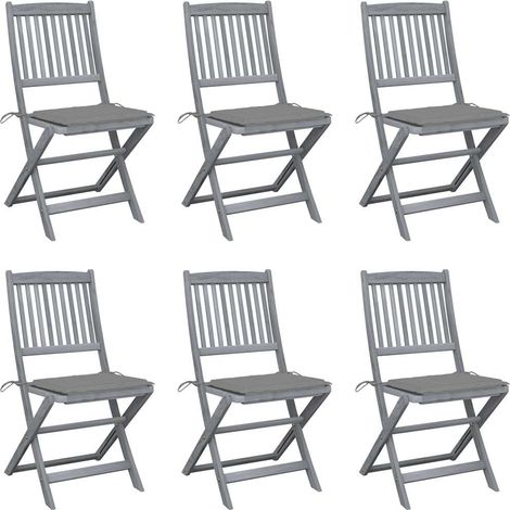 Klappbare Gartenstühle 6 Stk. mit Sitzkissen Massivholz Akazie
