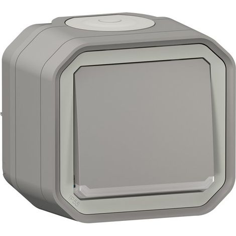 Poussoir NO lumineux avec voyant étanche Plexo 10A IP55 IK08 livré complet pour fixation saillie - gris - LEGRAND (1/4)