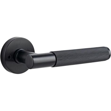 Ensemble de poignée de serrure de porte intérieure, modèle noir, pour salle de bain ou chambre, avec éclairage, de luxe, noir (1/5)
