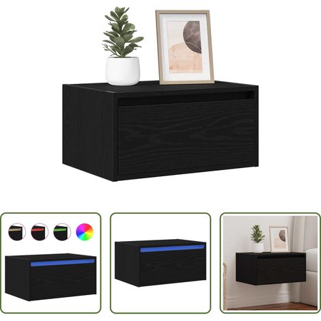 LED-Beleuchtung - Wand-Nachttisch mit LED-Leuchten Schwarz Eichen-Optik (1/5)