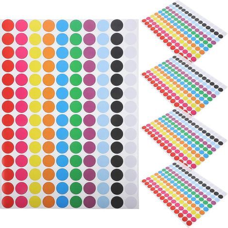 Runde Punktaufkleber, farbige selbstklebende Punktetiketten zur Kennzeichnung, runde Punktaufkleber – 29,40 x 21,50 x 0,10 cm (1/4)