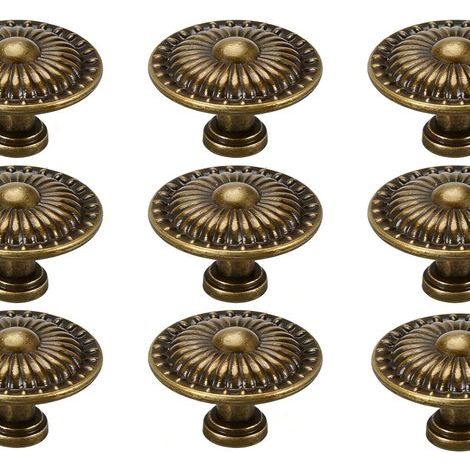 10 vintage drawer handles, 32 mm in diameter, with floral pattern, suitable for dressing tables, wardrobes and other furniture. (1/4)