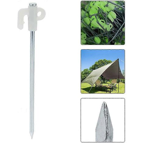 Piquets lumineux en acier spiralé pour tente, clous de fixation pour auvent et tente de camping, accessoires multifonctionnels pour les voyages et le camping en extérieur (1/5)