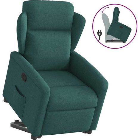 Sillón reclinable elevable tela verde oscuro vidaXL (1/5)