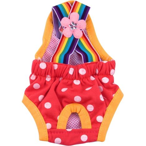 Culotte Sanitaire Chien Femelle - Coton Respirant - Bretelles Élastiques avec Bouton Pression - Lavable et Réutilisable - Pour Chiens Moyens et Petits - 1 Pièce (1/5)