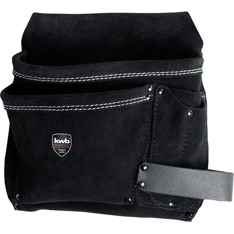 Ceinture porte-outils en cuir 906510 – Cuir de vache noir – Double couture et rivets renforcés – 235 x 235 mm pour professionnels – KWB (1/4)