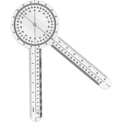 12-Zoll-Goniometer, transparentes orthopädisches Winkelmessgerät aus Kunststoff, 360-Grad-Wirbelsäulengoniometer zur Körpermessung