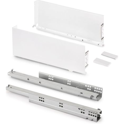 Emuca 3274412 Tiroir extérieur Simplex 25kg hauteur 159mm, profondeur 440mm, acier, peint en blanc