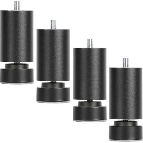 Pieds de meubles réglables avec boulons M10, adaptés au montage de canapés, armoires, bureaux et autres meubles. Pieds de support de rechange, 35 cm (13,8 pouces), noirs. (1/5)