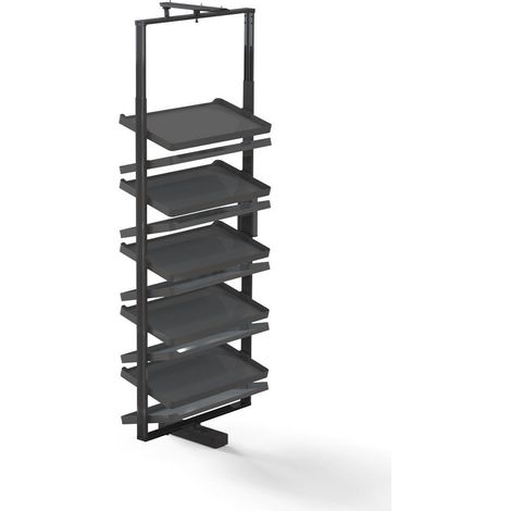 emuca zapatero giratorio para interior de armario quartz, h1640mm, módulo 800mm, acero, aluminio, madera, titanio (1/4)
