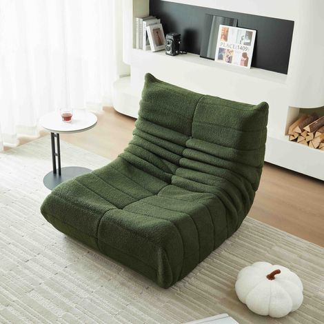 Bodensessel 110x85x79 cm grün aus Polyester und Schaumstoff mit Rückenlehne (1/5)