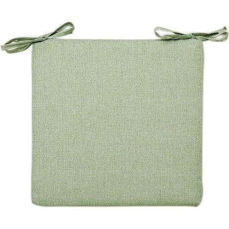1 X Coussin De Chaise D't En Coton Lin Vert Clair - 40 X 40 X 4 Cm - Aspect Lin Uni - Rsistant Aux Taches Et L'eau - Avec Sangle De Fixation (1/5)