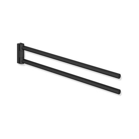 Hewi System 162 porte-serviettes 162.09.10060DC en 2 parties, 445 x 70 mm, revêtement par poudre, noir mat profond (1/4)